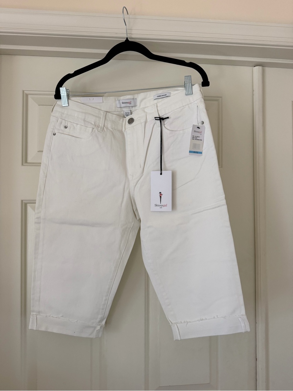Skinnygirl Off-White Denim Bermuda Shorts